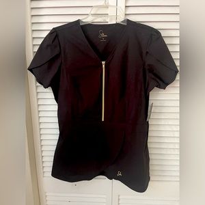 Jaanuu Black Tulip Scrub Top NWT